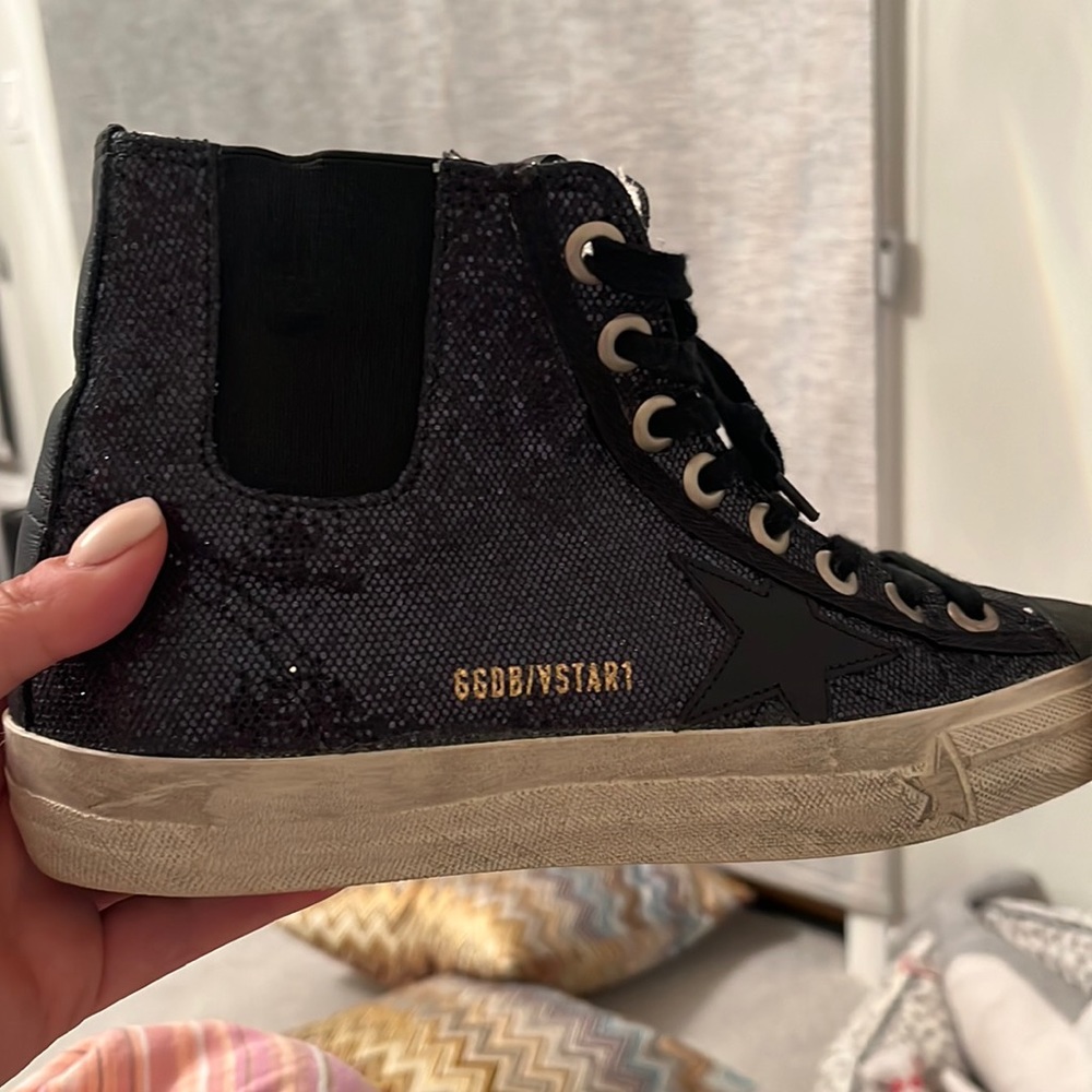 Golden Goose navy blue high top sneakers worn twice ONLY in size 39